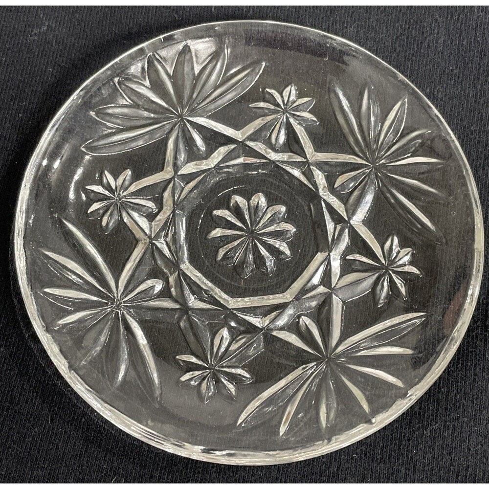 1960'S ANCHOR HOCKING GLASS PRESCUT CLEAR OATMEAL COASTER 4-1/2” Set Of 6